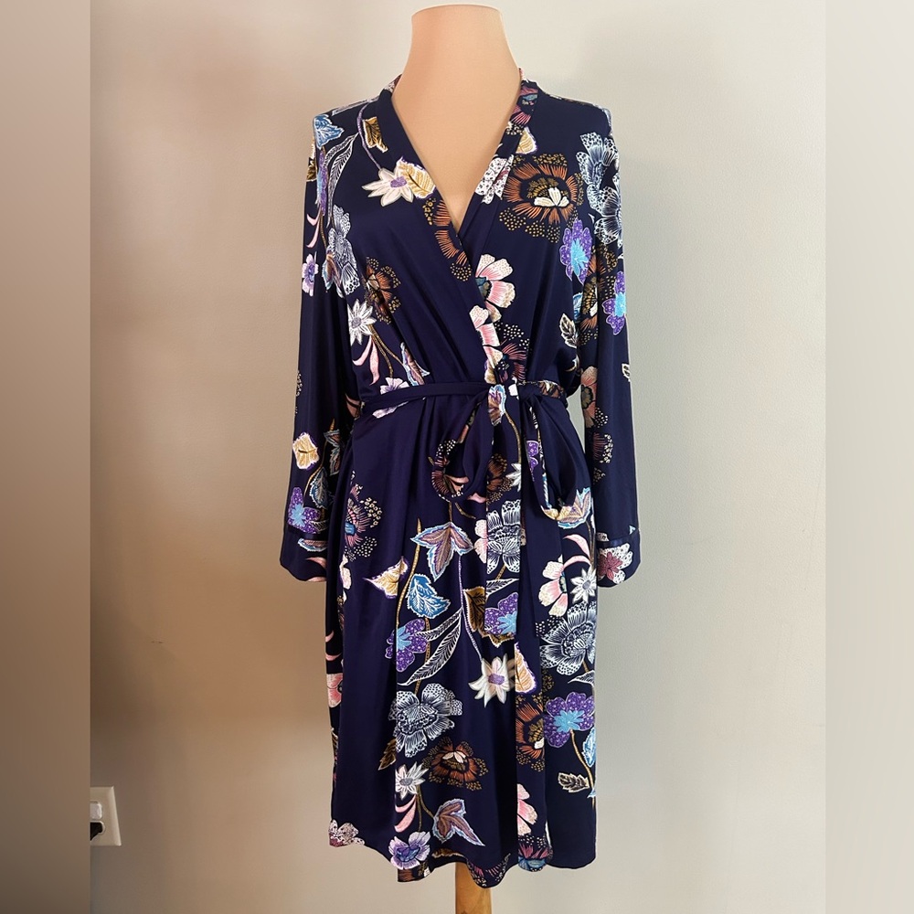 New Directions Floral Print Robe - Multicolor